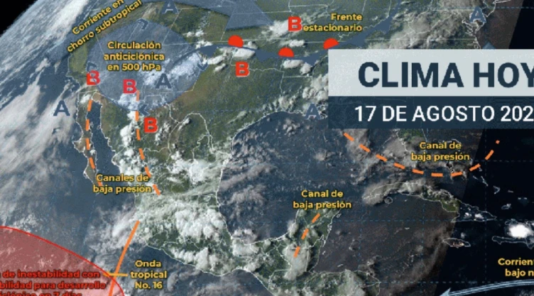 Pronóstico del clima espera lluvias fuertes este sábado 17 de agosto de 2024
