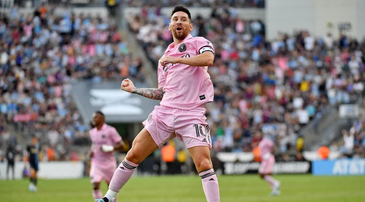 Messi festeja su gol ante Philadelphia