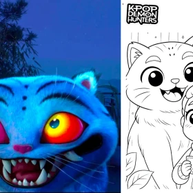 4 plantillas adorables del tigre Derpy de Kpop Demon Hunters para imprimir y colorear que todo fan amará