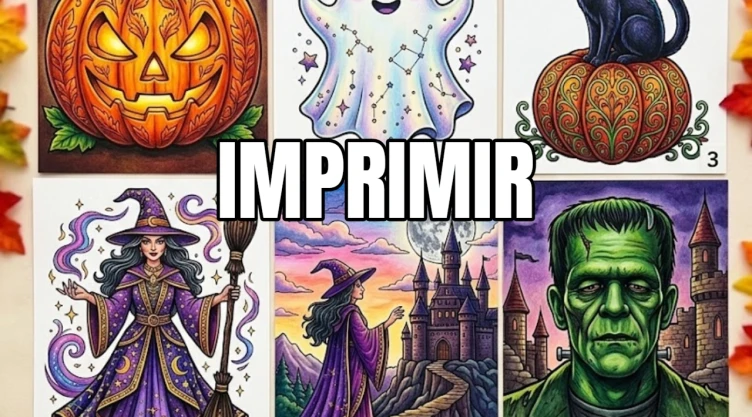 9 imágenes de Halloween en PDF para imprimir y colorear | Gratis y hermosas