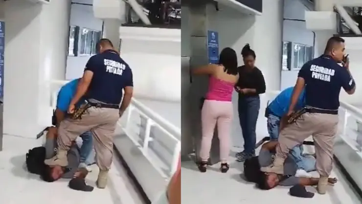 Guardias de seguridad exhibidos_ someten a una persona en terminal ADO de Cancún.jpg