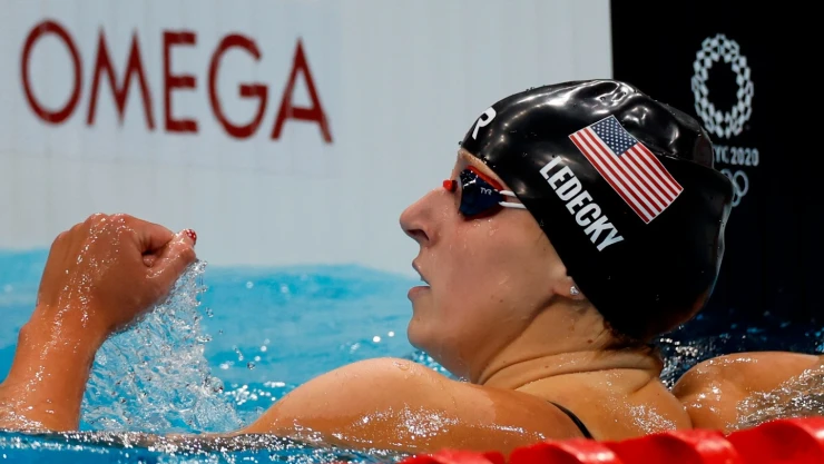 Ledecky celebra en la final de 800m libres