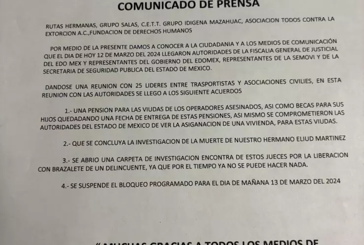 Cancelan bloqueo autopista México-Puebla 13 marzo 2024