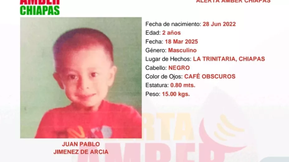 Juan Pablo Jiménez de Arcia Alerta Amber Chiapas