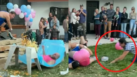 VIDEO Papá organiza revelación de género con lucha libre así resultó