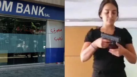 mujer asalta banco arma juguete