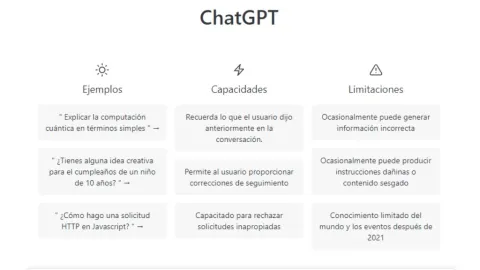 Esto es lo que te puede encontrar en el chat gpt