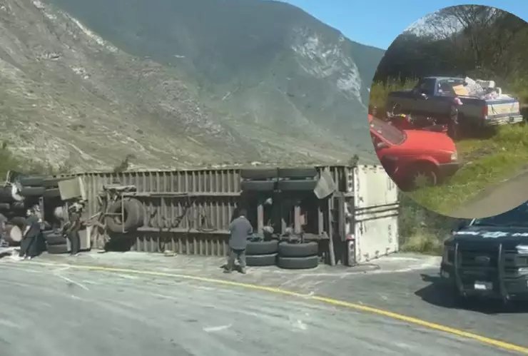 Chocan tractocamiones en carretera federal Orizaba-Tehuacán; uno volcó y hubo rapiña