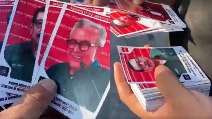 Protesta en Estela de Luz: Pegan stickers de Rocha Moya e Inzunza.