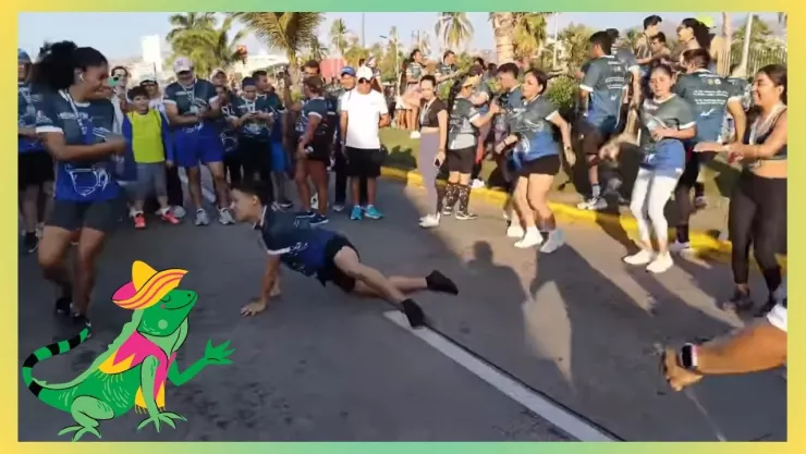 Bailó la iguana después de la carrera deportiva y show aéreo en Acapulco, hoy 23 de febrero del 2025