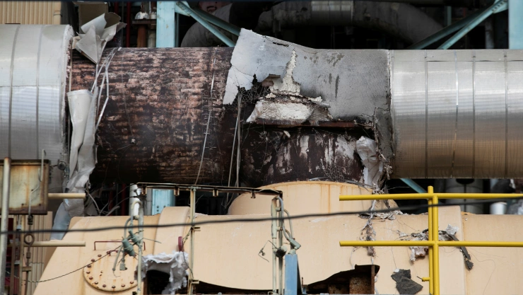A view of a damaged section of the Costa Sur power plant after an earthquake in Guayanilla