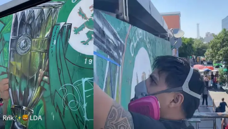 Realizan mural en apoyo al Club León tras exclusión del Mundial de Clubes.