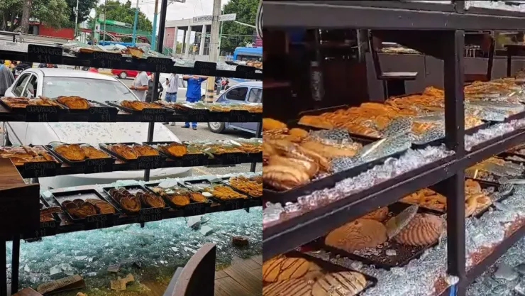 Auto pierde el control y se estrella contra panadería en Tlatelolco