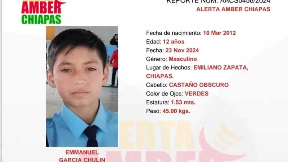 Emmanuel García Alerta Amber Chiapas