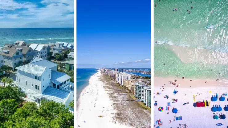 una imagen partida en tres partes con los destinos de Florida.