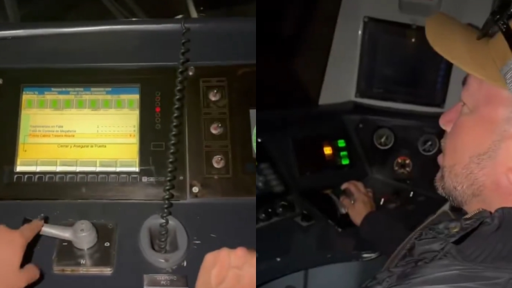 Novio de conductora del Metro CDMX maneja un tren de la Línea 2