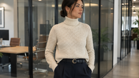 Suéter de crochet con cuello alto