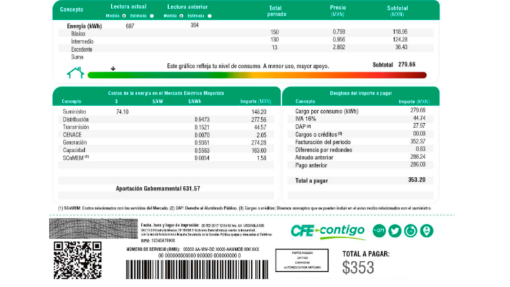 Recibo de luz CFE digital