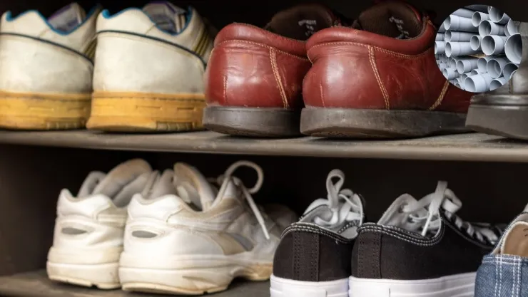Ideas DIY Cómo hacer un mueble zapatero compacto y vertical con tubos de PVC sobrantes.jpg