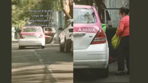 Mujeres intentan bajarse del taxi
