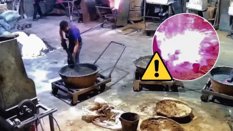 El accidente ocurrió al manipular un recipiente con metal fundido