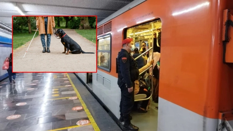 Niegan acceso a mujer con su perro guía en el Metro de CDMX.