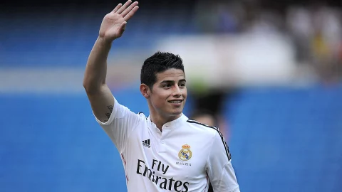 James Rodríguez en su presentación con el Real Madrid