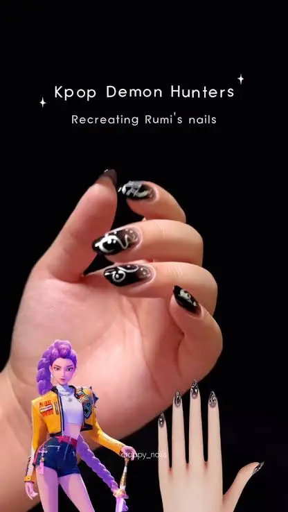 Diseños de uñas de Rumi de las Guerreras KPop para niñas