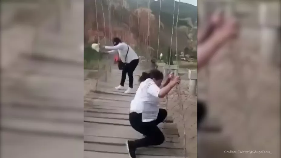video viral mujer cae de puente