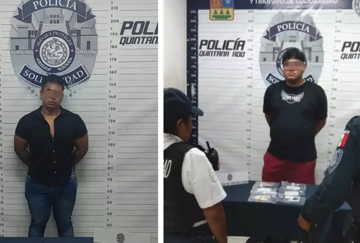 Detienen dos sujetos en Solidaridad por posesión de narcóticos