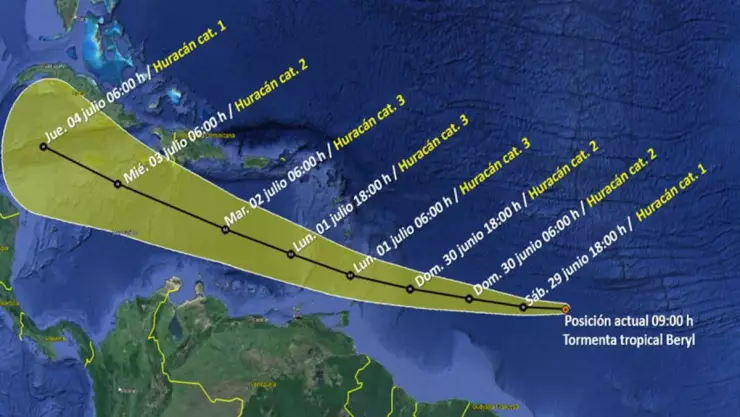ACTUALIZACIÓN_ Tormenta Tropical Beryl dejará efectos en Yucatán a partir de esta fecha