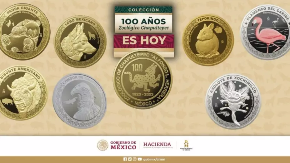 Estas son las monedas conmemorativas por los 100 años del Zoológico de Chapultepec