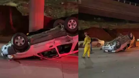 Volcadura en Blvd. Alberto Limón Padilla