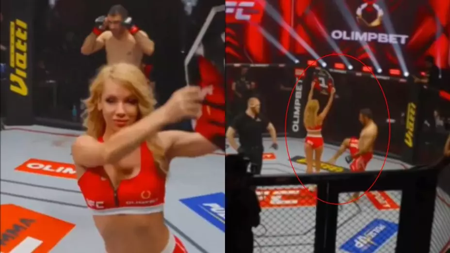 ¡CUANTA AGRESIVIDAD! Luchador patea a una edecán sobre el ring y la afición casi lo lincha