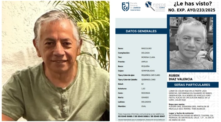 Rubén Díaz Valencia es un conductor por aplicación desaparecido en Tlalpan.
