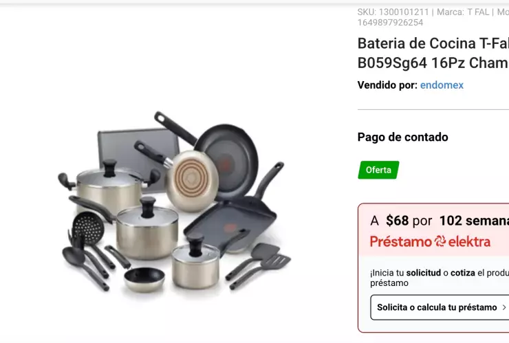 Así es la batería de cocina que promociona Elektra