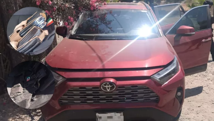 Recuperan auto robado en Villa Juárez; tenía municiones