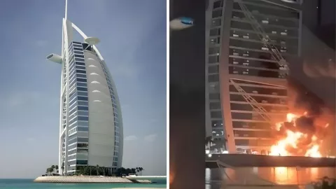 Golpea dron iraní el lujoso hotel Burj Al Arab en Dubái