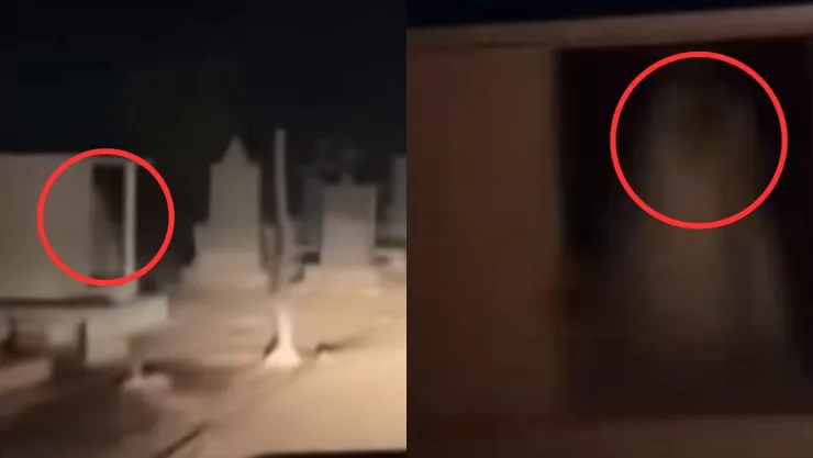 TE: VIDEO | Conductor capta una espeluznante figura de casi dos metros en pleno panteón; ¿era un fantasma o la llorona?