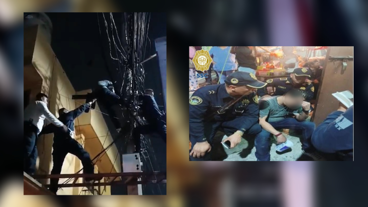 Policías de CDMX salvaron a un hombre que intentó lanzarse de un poste.