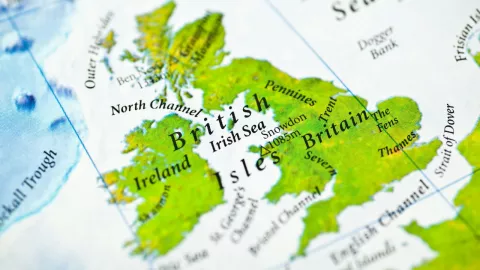 Mapa de la islas británicas de Irlanda y Gran Bretaña