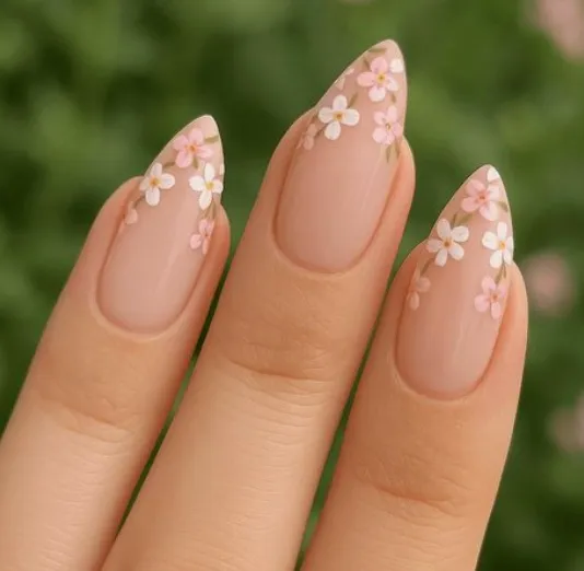 uñas color rosa con nude