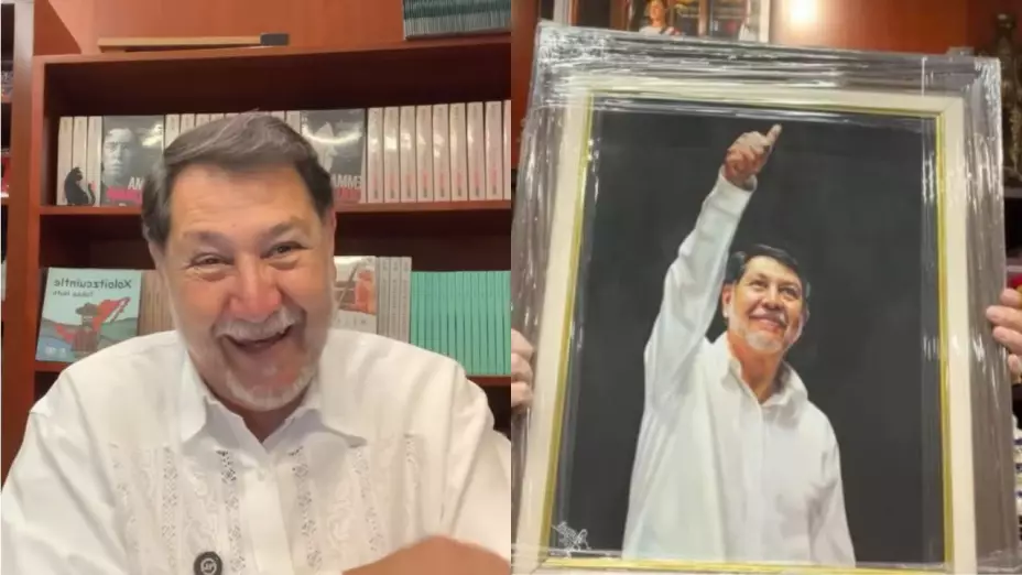 Fernández Noroña retrato de 27 mil pesos en el Senado.