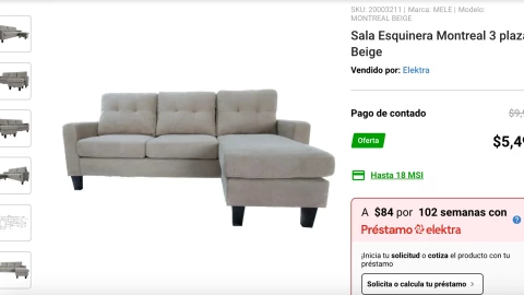 Así es el elegante sala esquinera de 3 piezas de Elektra