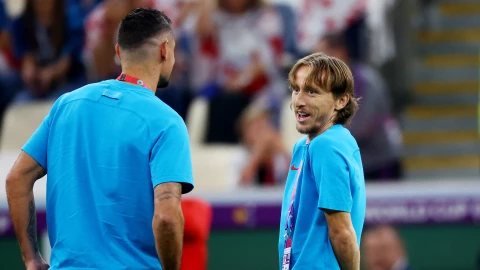 Luka Modric en el reconocimiento de cancha en el Estadio Lusail