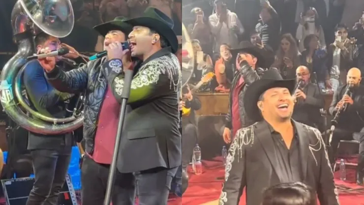 VIDEO Julión Álvarez se burla de Alfredo Olivas ebrio en el palenque