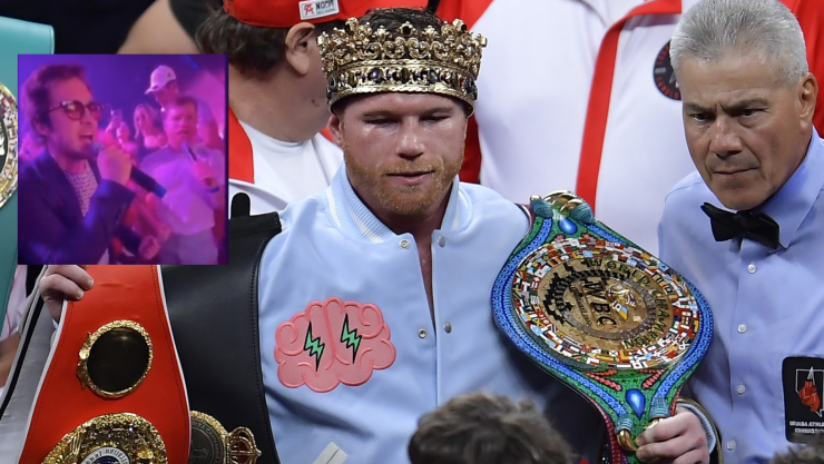 Canelo Álvarez celebrando tras derrotar a Gennady Golovkin