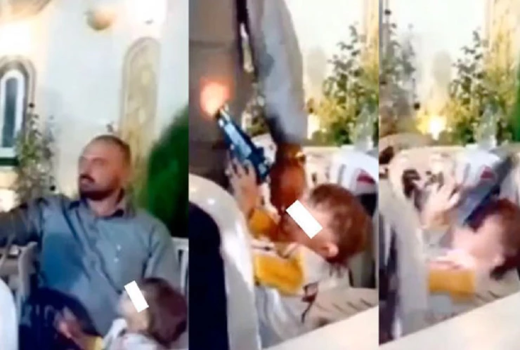 Padre le da pistola a su hijo y este le dispara