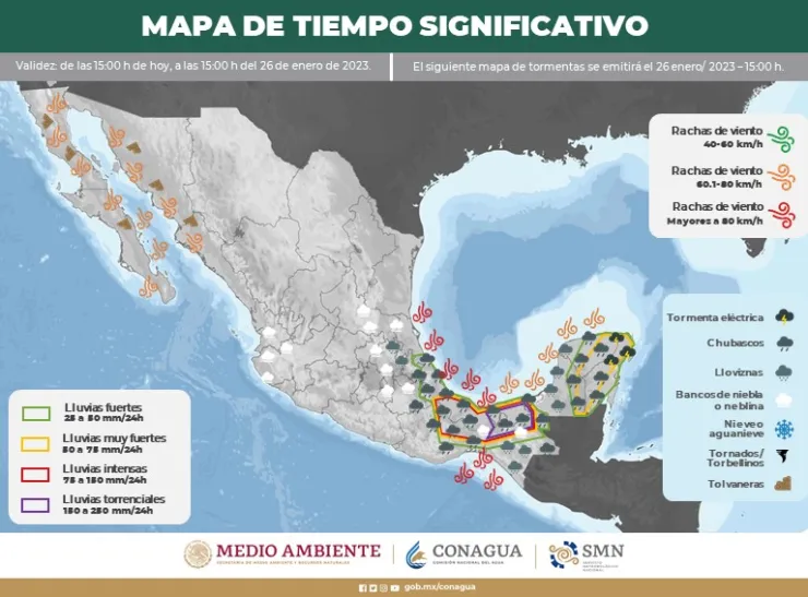 Clima en México 26 de enero