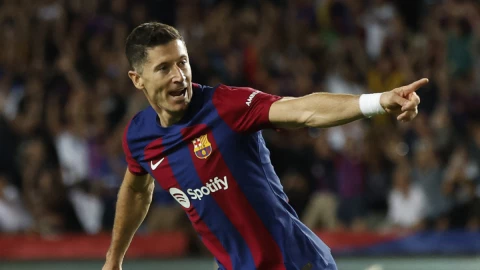 Robert Lewandowski con la camiseta del Barcelona